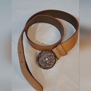 Liz Claiborne Women's Southwestern Aztec Leather Belt With Buckle Medium 36"